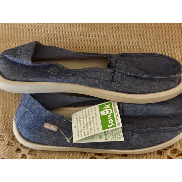 Shorty TX Women's Sanuk Slate Blue Chambray In Color Brand New in Bag Size 6 - Picture 3 of 9